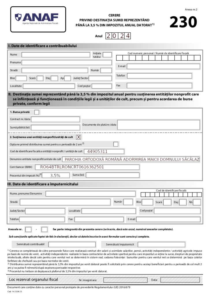 formular 230 pagina 1